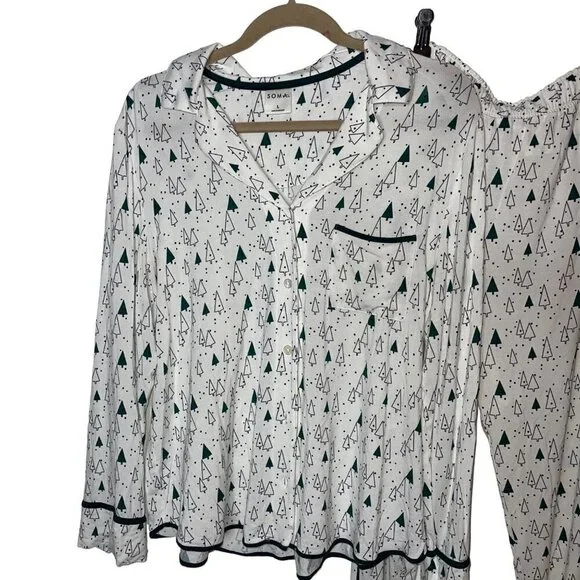 Soma Womens Two Piece Pajama PJ Set Size Large Abstract Tree Print - Picture 3 of 8